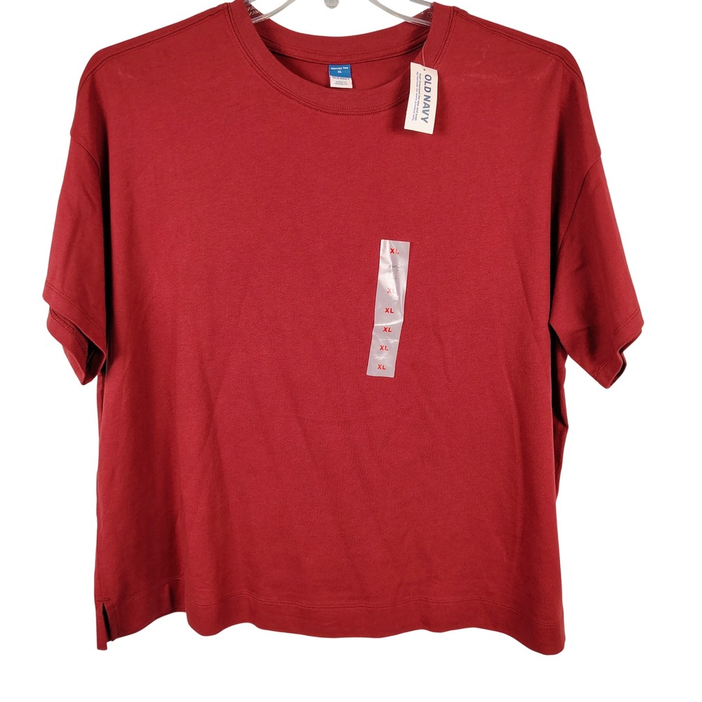NWT Old Navy Womens XL Vintage Tee Red Cotton Boxy Minimalist Gorpcore